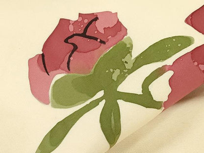 平和屋着物●日展染色作家　高久空木　ろうけつ染　塩瀬　九寸名古屋帯　薔薇　正絹　逸品　CABJ9487dy