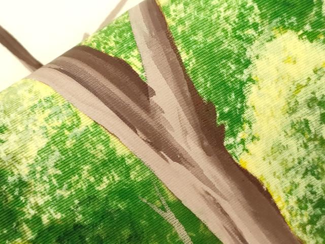 平和屋着物●塩瀬　九寸名古屋帯　樹林文　正絹　逸品　CABJ9495dy