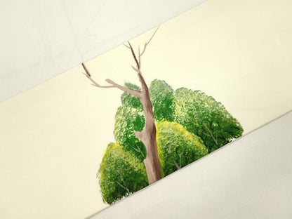 平和屋着物●塩瀬　九寸名古屋帯　樹林文　正絹　逸品　CABJ9495dy