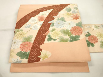 平和屋着物●西陣　河村織物　河村つづれ　八寸名古屋帯　草花文　金銀糸　名古屋仕立て　正絹　逸品　CABJ9497dy