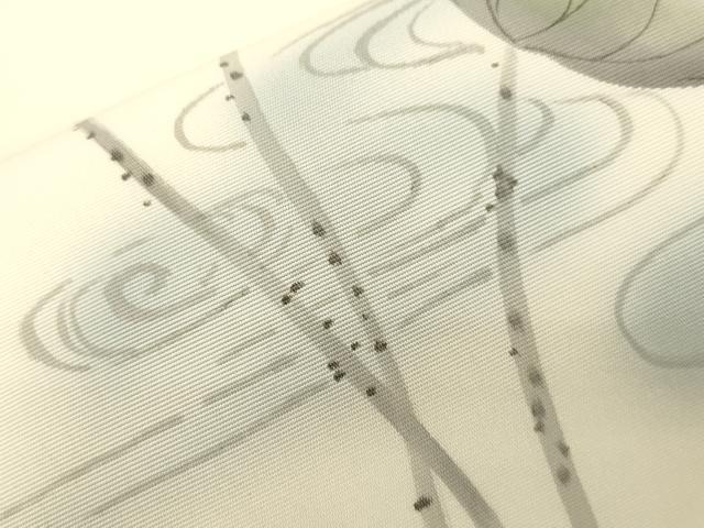 平和屋着物●塩瀬　九寸名古屋帯　手描き　睡蓮　正絹　逸品　CABJ9502dy