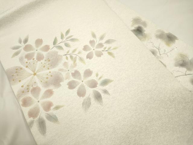 平和屋着物●二代目清次郎　手描き　九寸名古屋帯　舞桜文　金彩　正絹　逸品　CABJ9505dy