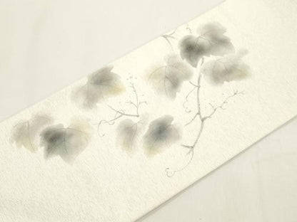 平和屋着物●二代目清次郎　手描き　九寸名古屋帯　舞桜文　金彩　正絹　逸品　CABJ9505dy