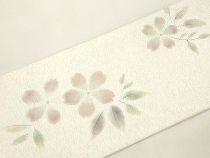 平和屋着物●二代目清次郎　手描き　九寸名古屋帯　舞桜文　金彩　正絹　逸品　CABJ9505dy