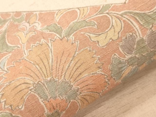 平和屋着物●太鼓柄袋帯　紬地　更紗花蝶文　正絹　逸品　CABJ9509dy