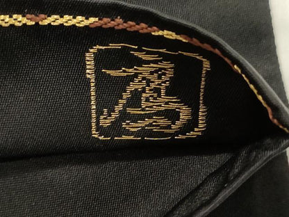 平和屋着物●西陣　鷹匠謹製　六通柄袋帯　楽器文　黒地　金糸　正絹　逸品　CABJ9513dy