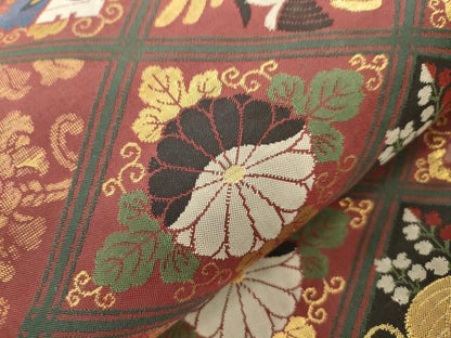 平和屋着物●西陣　坂下織物謹製　六通柄袋帯　透絹綴　相唐草菱文　金糸　正絹　逸品　CABJ9517dy