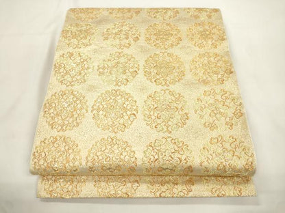 平和屋着物●西陣　川島織物　六通柄　本袋帯　草花丸文　金糸　正絹　逸品　CABJ9519dy