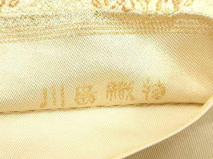 平和屋着物●西陣　川島織物　六通柄　本袋帯　草花丸文　金糸　正絹　逸品　CABJ9519dy