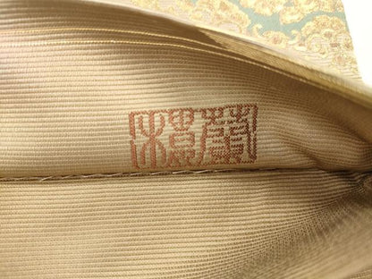 平和屋着物●六通柄袋帯　作家物　色紙重ね鳳凰花文　金糸　正絹　逸品　CABJ9525dy