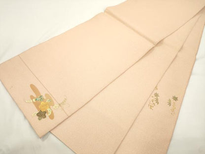 平和屋着物●太鼓柄袋帯　螺鈿　草木文　金彩　正絹　逸品　CABJ9531dy