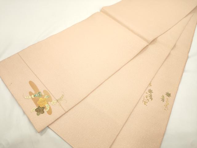平和屋着物●太鼓柄袋帯　螺鈿　草木文　金彩　正絹　逸品　CABJ9531dy