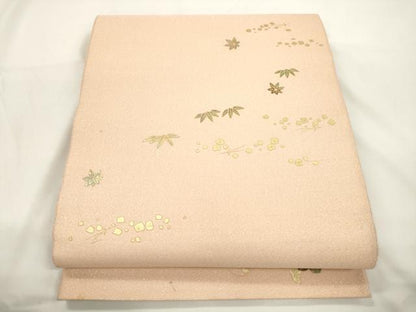 平和屋着物●太鼓柄袋帯　螺鈿　草木文　金彩　正絹　逸品　CABJ9531dy