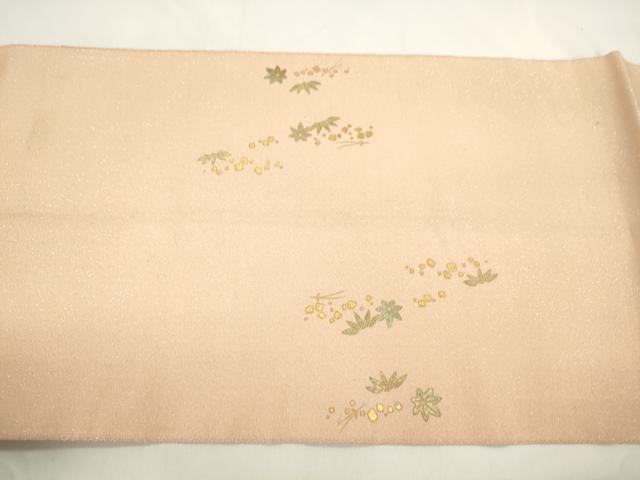 平和屋着物●太鼓柄袋帯　螺鈿　草木文　金彩　正絹　逸品　CABJ9531dy