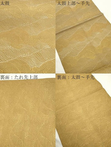 平和屋着物●龍村美術織物　龍村製　全通柄　本袋帯　立波文　金銀糸　正絹　逸品　CABJ9535dy