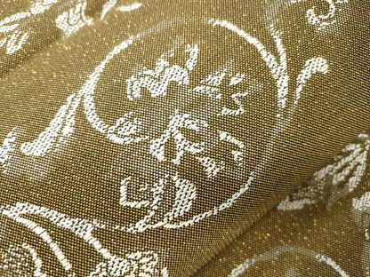 平和屋着物●両面　六通柄袋帯　草花文　金糸　正絹　逸品　未使用　CABJ9537dy
