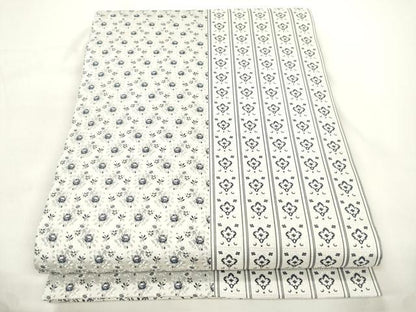 平和屋着物●両面　丸帯　藍　草花間道　正絹　逸品　未使用　CABJ9539dy