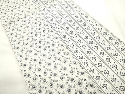 平和屋着物●両面　丸帯　藍　草花間道　正絹　逸品　未使用　CABJ9539dy