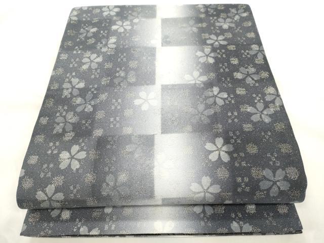 平和屋着物●両面　全通柄袋帯　舞桜文　銀通し地　正絹　逸品　CABJ9541dy
