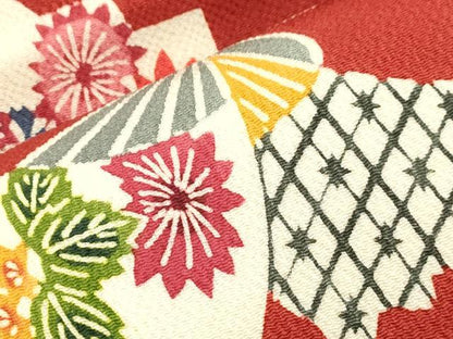 平和屋着物●和染紅型　栗山紅型　栗山吉三郎　九寸名古屋帯　花蝶文　鬼しぼ縮緬　正絹　逸品　CABJ9548dy