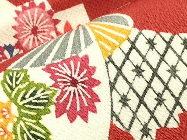 平和屋着物●和染紅型　栗山紅型　栗山吉三郎　九寸名古屋帯　花蝶文　鬼しぼ縮緬　正絹　逸品　CABJ9548dy