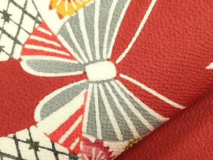 平和屋着物●和染紅型　栗山紅型　栗山吉三郎　九寸名古屋帯　花蝶文　鬼しぼ縮緬　正絹　逸品　CABJ9548dy