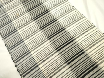 平和屋着物●八寸名古屋帯　紬地　横段文　正絹　逸品　CABJ9550dy