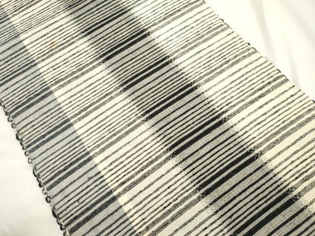 平和屋着物●八寸名古屋帯　紬地　横段文　正絹　逸品　CABJ9550dy
