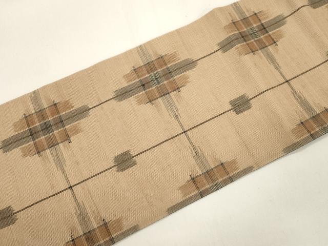 平和屋着物＊夏物　九寸名古屋帯　幾何学文　金糸　正絹　逸品　CABJ9551dy