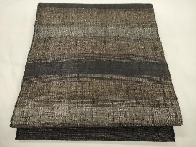 平和屋着物＊夏物　八寸名古屋帯　紬地　横段文　正絹　逸品　CABJ9552dy