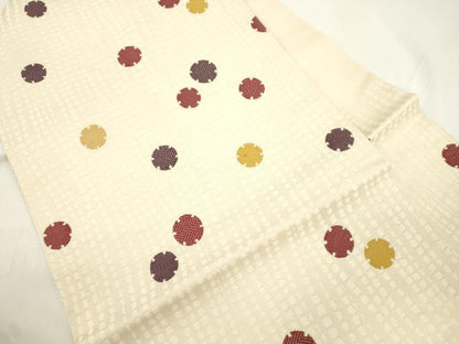 平和屋着物●九寸名古屋帯　幾何学丸文　正絹　逸品　CABJ9558dy