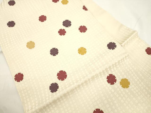 平和屋着物●九寸名古屋帯　幾何学丸文　正絹　逸品　CABJ9558dy
