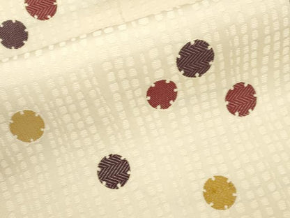 平和屋着物●九寸名古屋帯　幾何学丸文　正絹　逸品　CABJ9558dy