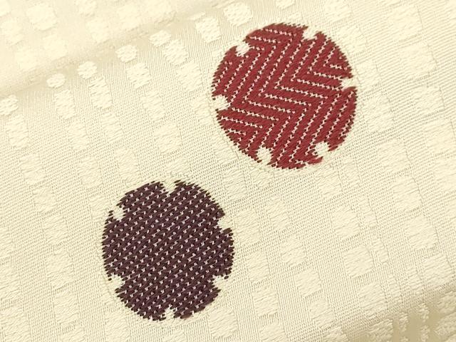 平和屋着物●九寸名古屋帯　幾何学丸文　正絹　逸品　CABJ9558dy