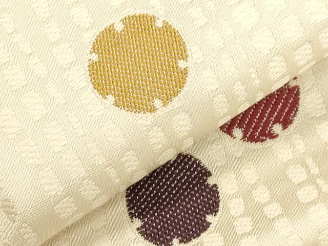 平和屋着物●九寸名古屋帯　幾何学丸文　正絹　逸品　CABJ9558dy