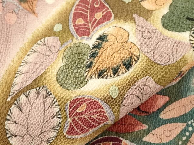 平和屋着物●九寸名古屋帯　辻が花　鬼しぼ縮緬　正絹　逸品　CABJ9559dy