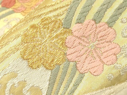 平和屋着物●六通柄袋帯　唐織　立波花鳥文　金銀糸　正絹　逸品　CABJ9577dy
