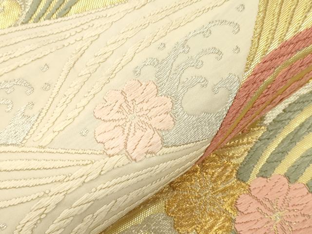 平和屋着物●六通柄袋帯　唐織　立波花鳥文　金銀糸　正絹　逸品　CABJ9577dy