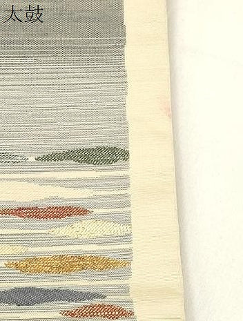 平和屋着物●六通柄袋帯　紬地　横段文　正絹　逸品　CABJ9578dy