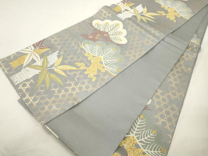 平和屋着物●六通柄袋帯　唐織　松竹　金糸　正絹　逸品　CABJ9579dy