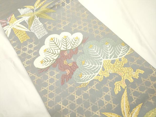 平和屋着物●六通柄袋帯　唐織　松竹　金糸　正絹　逸品　CABJ9579dy