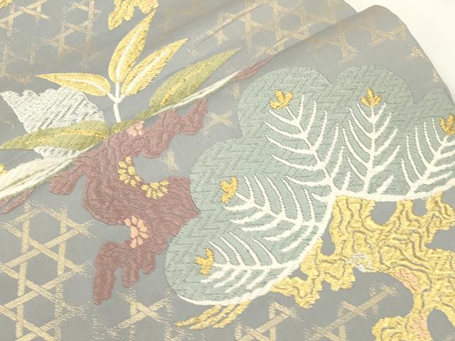 平和屋着物●六通柄袋帯　唐織　松竹　金糸　正絹　逸品　CABJ9579dy