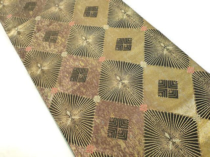 平和屋着物●染色作家　草野一騎　六通柄袋帯　菱花文　金糸　引箔　正絹　逸品　CABJ9588dy