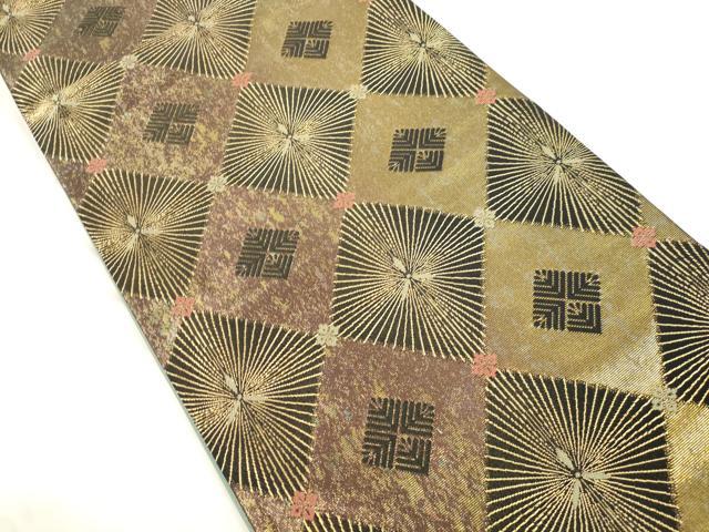 平和屋着物●染色作家　草野一騎　六通柄袋帯　菱花文　金糸　引箔　正絹　逸品　CABJ9588dy