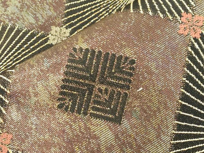 平和屋着物●染色作家　草野一騎　六通柄袋帯　菱花文　金糸　引箔　正絹　逸品　CABJ9588dy