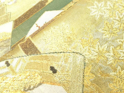 平和屋着物●西陣　川島織物　六通柄　本袋帯　冊子風景文　本金　正絹　逸品　CABJ9592dy