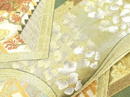 平和屋着物●西陣　川島織物　六通柄　本袋帯　冊子風景文　本金　正絹　逸品　CABJ9592dy