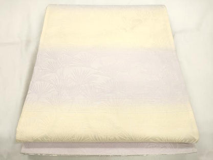 平和屋着物●両面　六通柄袋帯　唐織　雪輪花文　銀糸　正絹　逸品　CABJ9593dy