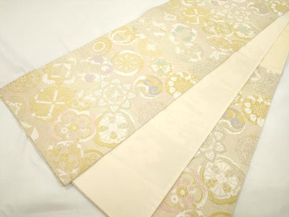 平和屋着物●六通柄袋帯　唐織　花鳥文　金銀糸　正絹　逸品　CABJ9594dy