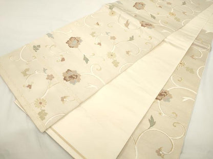平和屋着物●六通柄　本袋帯　花唐草文　金糸　正絹　逸品　CABJ9595dy
